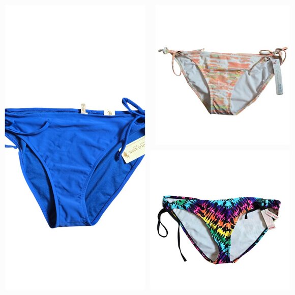 NWT Lot of 3 Bikini Swim Bottoms Briefs Beach Pool Vacation‎ Tropical String - Picture 1 of 11